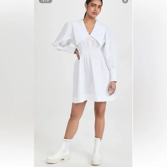 NWT GANNI Poplin Collar Dress