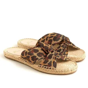 NWT J. CREW Twisted-Knot Espadrille Sandals Pepper Leopard Canvas SZ 9 &amp; 9.5