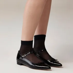 NWT JCREW Pointed-toe Mary Jane ballet flats in Italian patent leather
