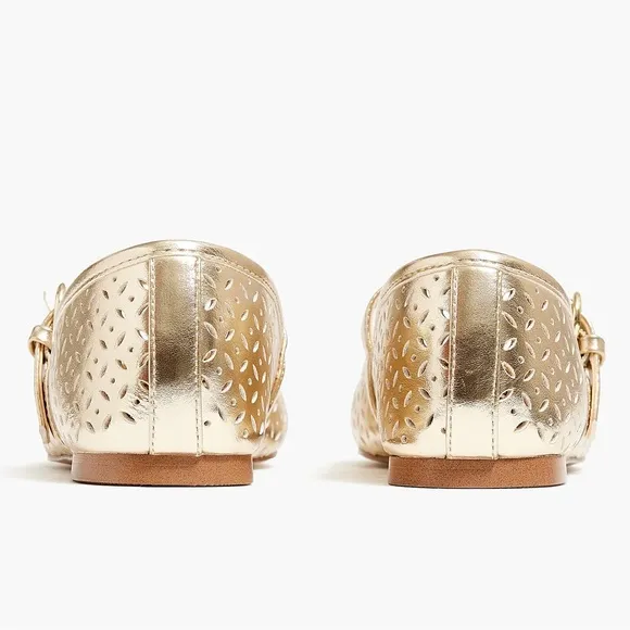 NWT J.Crew Quinn Square-toe Mary Jane Ballet Flats In Gold