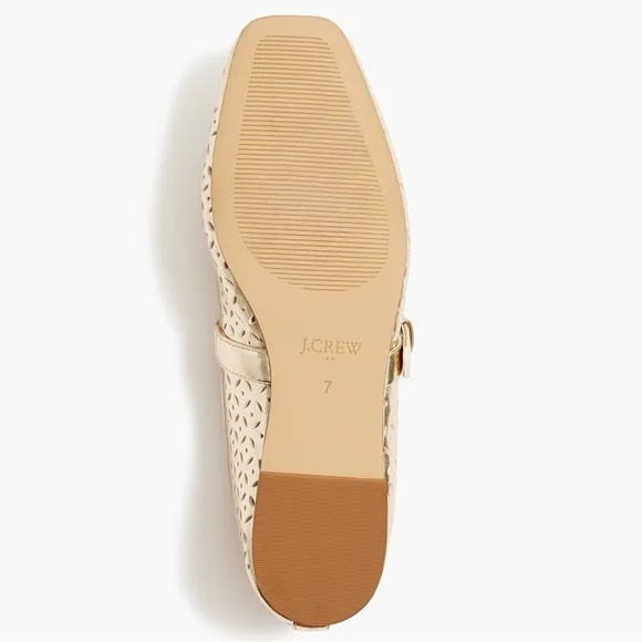 NWT J.Crew Quinn Square-toe Mary Jane Ballet Flats In Gold