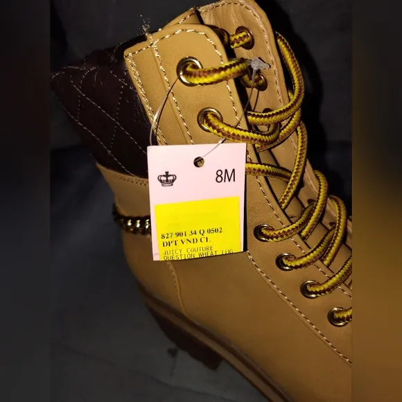 NWT Juicy Couture Women's Question Quilted Chain Boots Size 8