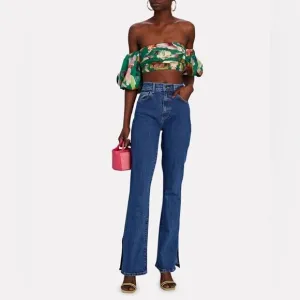 NWT LE JEAN Stella Dark Wash High Rise Split Hem Flare Jeans $278 size 29