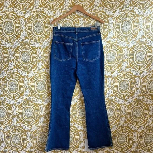 NWT LE JEAN Stella Dark Wash High Rise Split Hem Flare Jeans $278 size 29