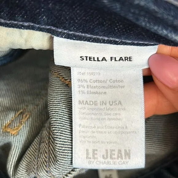 NWT LE JEAN Stella Dark Wash High Rise Split Hem Flare Jeans $278 size 29