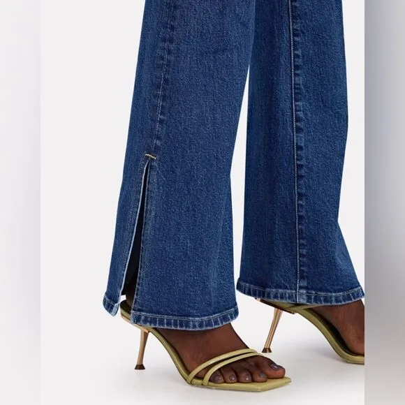 NWT LE JEAN Stella Dark Wash High Rise Split Hem Flare Jeans $278 size 29