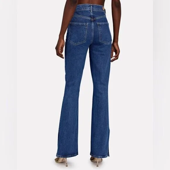 NWT LE JEAN Stella Dark Wash High Rise Split Hem Flare Jeans $278 size 29