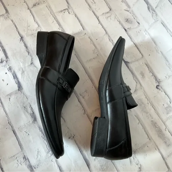NWT mens Calvin Klein Bartley slip on black leather loafers size 14