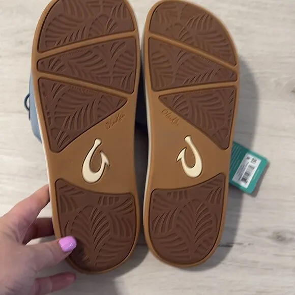 NWT- Olukai- NU’A ‘OLA- SEA ICE blue- slides- women’s size 10