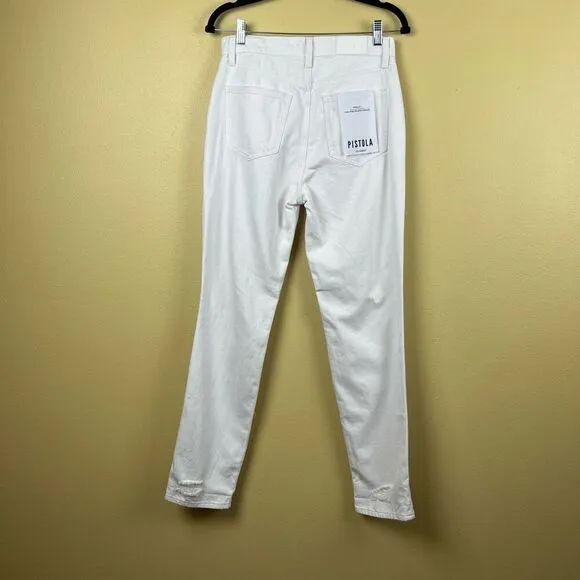 NWT Pistola Jeans Pants High Rise White Distress Size 26