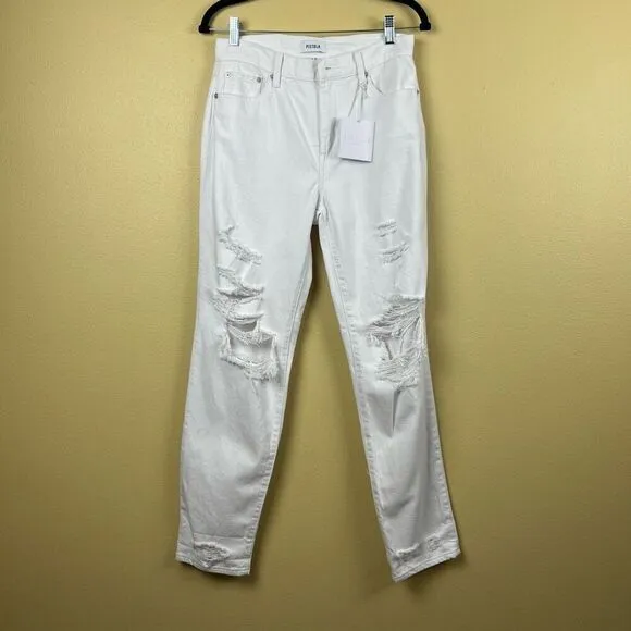 NWT Pistola Jeans Pants High Rise White Distress Size 26
