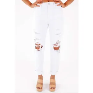 NWT Pistola Jeans Pants High Rise White Distress Size 26