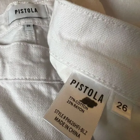 NWT Pistola Jeans Pants High Rise White Distress Size 26