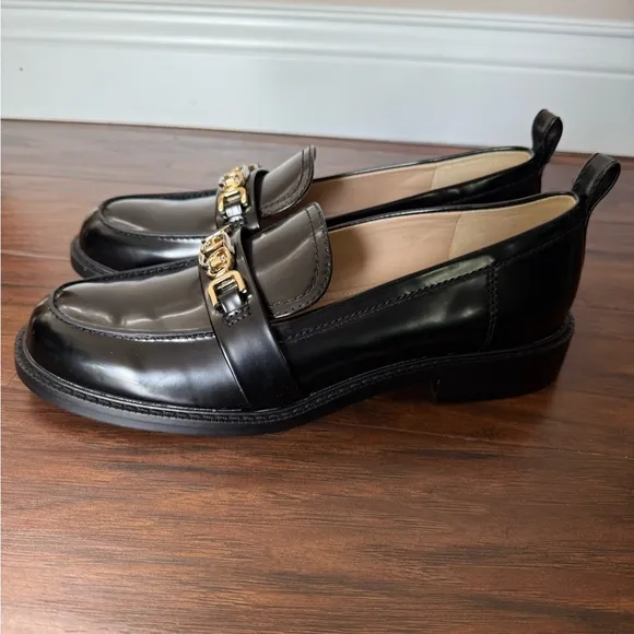 NWT Sam Edelman Black Christy Loafers with Gold and Silver Accent-Size 8