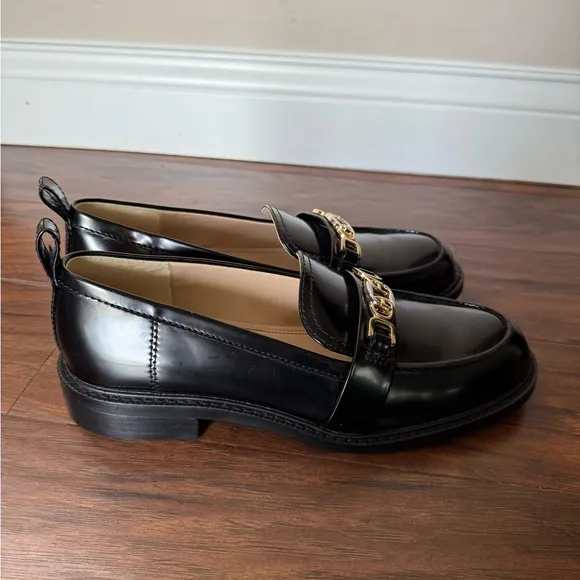 NWT Sam Edelman Black Christy Loafers with Gold and Silver Accent-Size 8