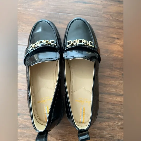 NWT Sam Edelman Black Christy Loafers with Gold and Silver Accent-Size 8