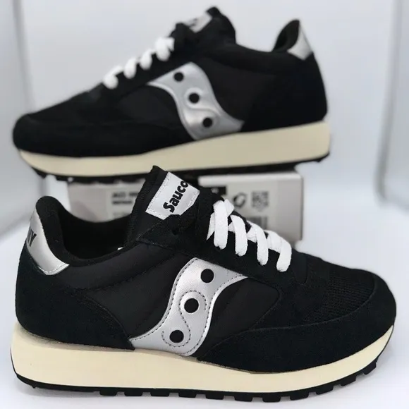 NWT Saucony Jazz Vintage Classic Sneakers Black White Silver Original Runners