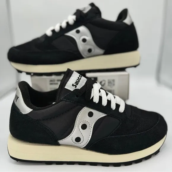 NWT Saucony Jazz Vintage Classic Sneakers Black White Silver Original Runners