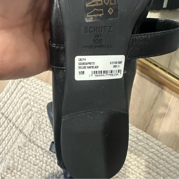 NWT Schutz Calita Buckle Ballet Flats Black Leather