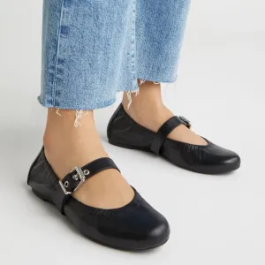 NWT Schutz Calita Buckle Ballet Flats Black Leather