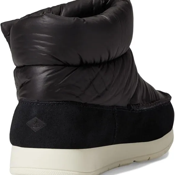 NWT SPERRY Womens's Black Puffer Ankle Moc-Sider Bootie Sz 8 1/2