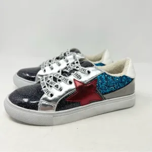 NWT Steve Madden Rezume Pewter Glitter Star Metallic Girls Sneakers