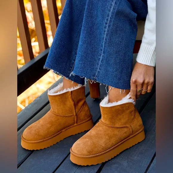 NWT Vici Suede Fur Lined Ankle Boots