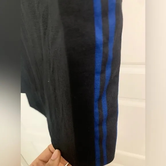 NWT ZARA Black Blue Side Stripe Athleisure Cute Pencil Jersey Midi Skirt Large L