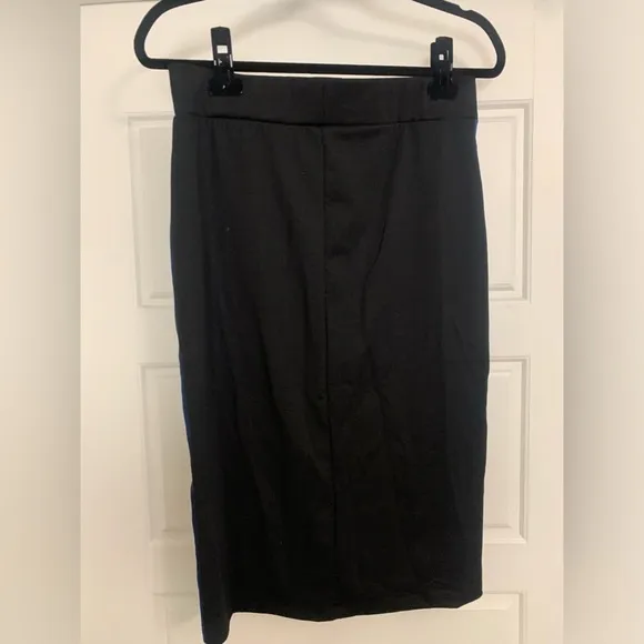 NWT ZARA Black Blue Side Stripe Athleisure Cute Pencil Jersey Midi Skirt Large L