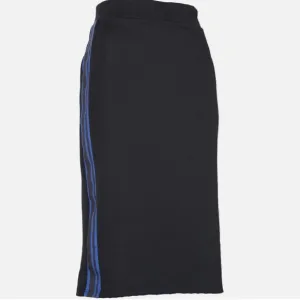 NWT ZARA Black Blue Side Stripe Athleisure Cute Pencil Jersey Midi Skirt Large L