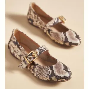 NWT/NIB Schulz Women Calita Flats Shoes in Snake Brown Natural (Sz. 8.5)