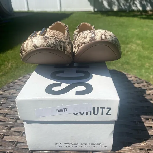 NWT/NIB Schulz Women Calita Flats Shoes in Snake Brown Natural (Sz. 8.5)