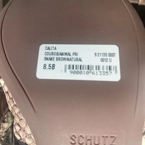 NWT/NIB Schulz Women Calita Flats Shoes in Snake Brown Natural (Sz. 8.5)