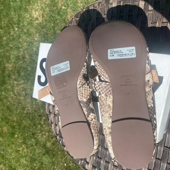 NWT/NIB Schulz Women Calita Flats Shoes in Snake Brown Natural (Sz. 8.5)