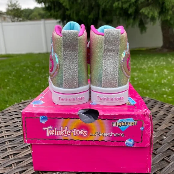 NWT/NIB Skechers Toddler Twinkle Toes Twi-Lites Starry Gem High-Top Sneakers(5)