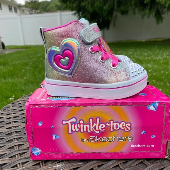 NWT/NIB Skechers Toddler Twinkle Toes Twi-Lites Starry Gem High-Top Sneakers(5)