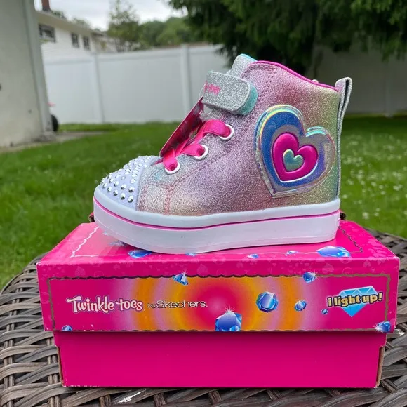NWT/NIB Skechers Toddler Twinkle Toes Twi-Lites Starry Gem High-Top Sneakers(5)