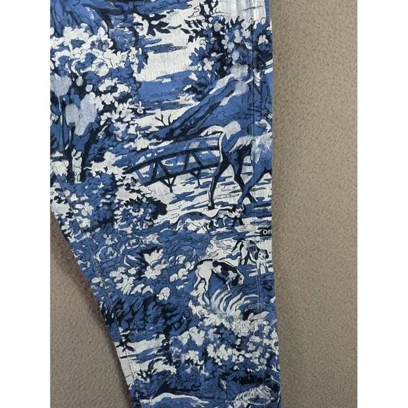 Off White Tapestry Denim Main Label Skinny Jeans Artsy Pants Blue Womens Size 26