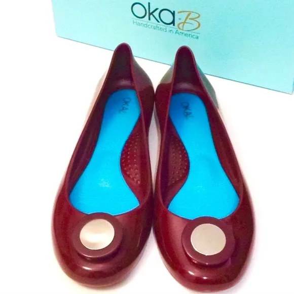 Oka-B Mary Ballet Flat in Port / Burgundy Sz 10