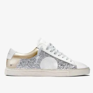 Oliver Cabell Low 1 Bondi Silver Glitter Distressed Fashion Sneakers