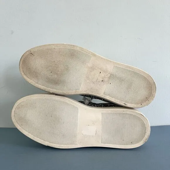 Oliver Cabell Low 1 Bondi Silver Glitter Distressed Fashion Sneakers