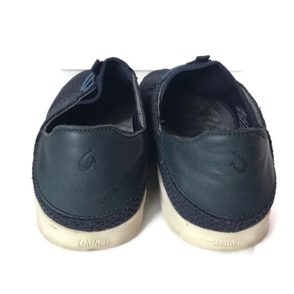 OluKai Alapa Li Trench Navy Blue Athletic Sneakers No Tie Laces Shoes Men Size 9