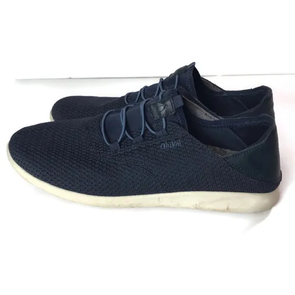 OluKai Alapa Li Trench Navy Blue Athletic Sneakers No Tie Laces Shoes Men Size 9