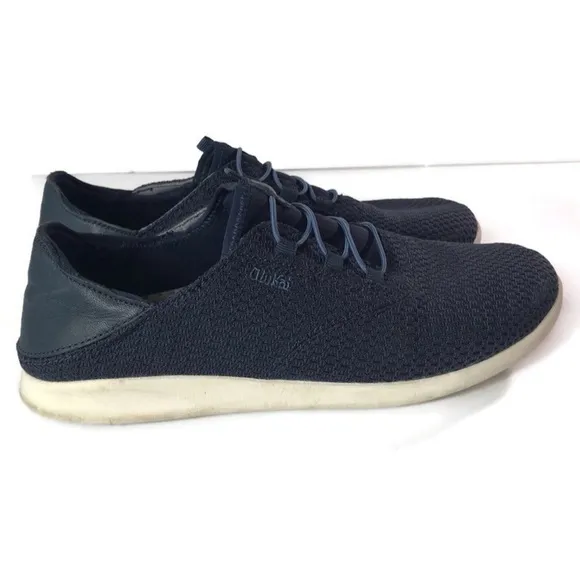 OluKai Alapa Li Trench Navy Blue Athletic Sneakers No Tie Laces Shoes Men Size 9