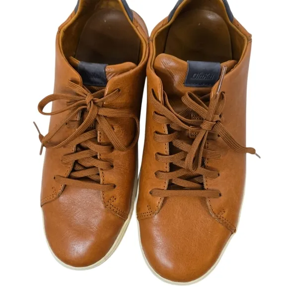 OluKai Men's Lae'ahi Lī 'Ili Leather Lace Up Sneakers- Fox Tan Brown - 9 M