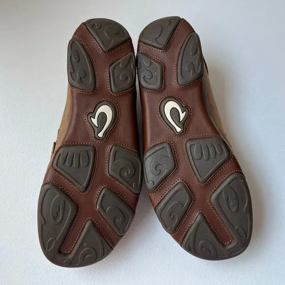 Olukai Moloa Nubuck Leather Slip-On Shoes Loafers Comfort Casual Brown Size 11