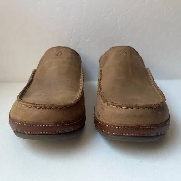 Olukai Moloa Nubuck Leather Slip-On Shoes Loafers Comfort Casual Brown Size 11