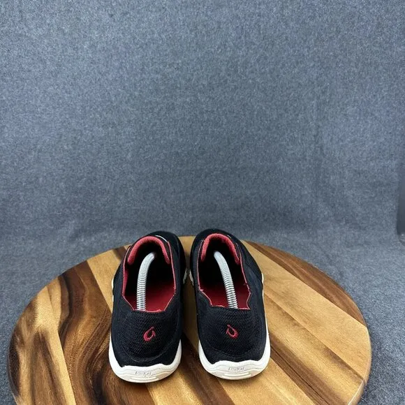 OluKai Nohea Sport Mesh Men Sz 10.5 Black Red Convertible Loafers Mules Comfort