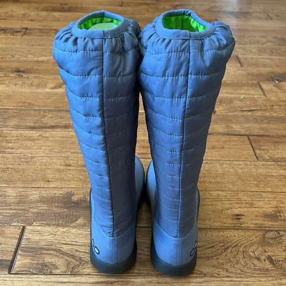 Oofos Oomg Boots Tall Quilted Recovery Pull On Comfort Purple Blue Womens Size 9