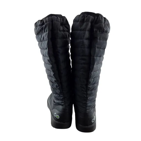 Oofos Oomg Quilted Boots Womens 9 40 Black Recovery Travel Packable Gym Comfort